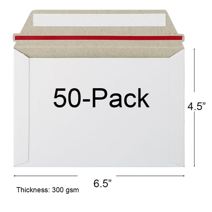 White Rigid Mailer Envelopes, Pack of 50