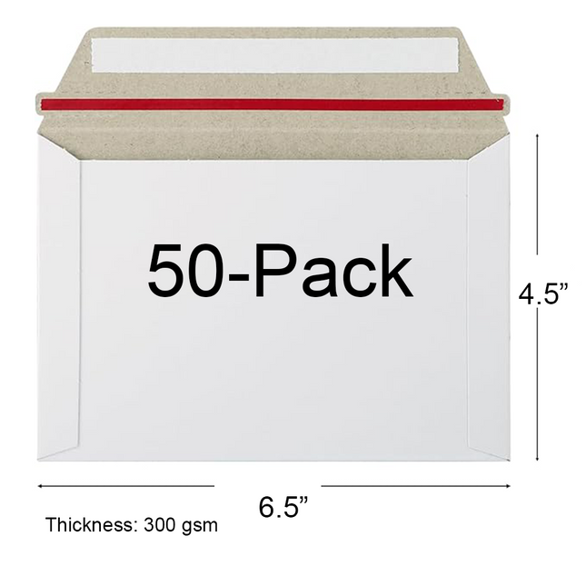 White Rigid Mailer Envelopes, Pack of 50